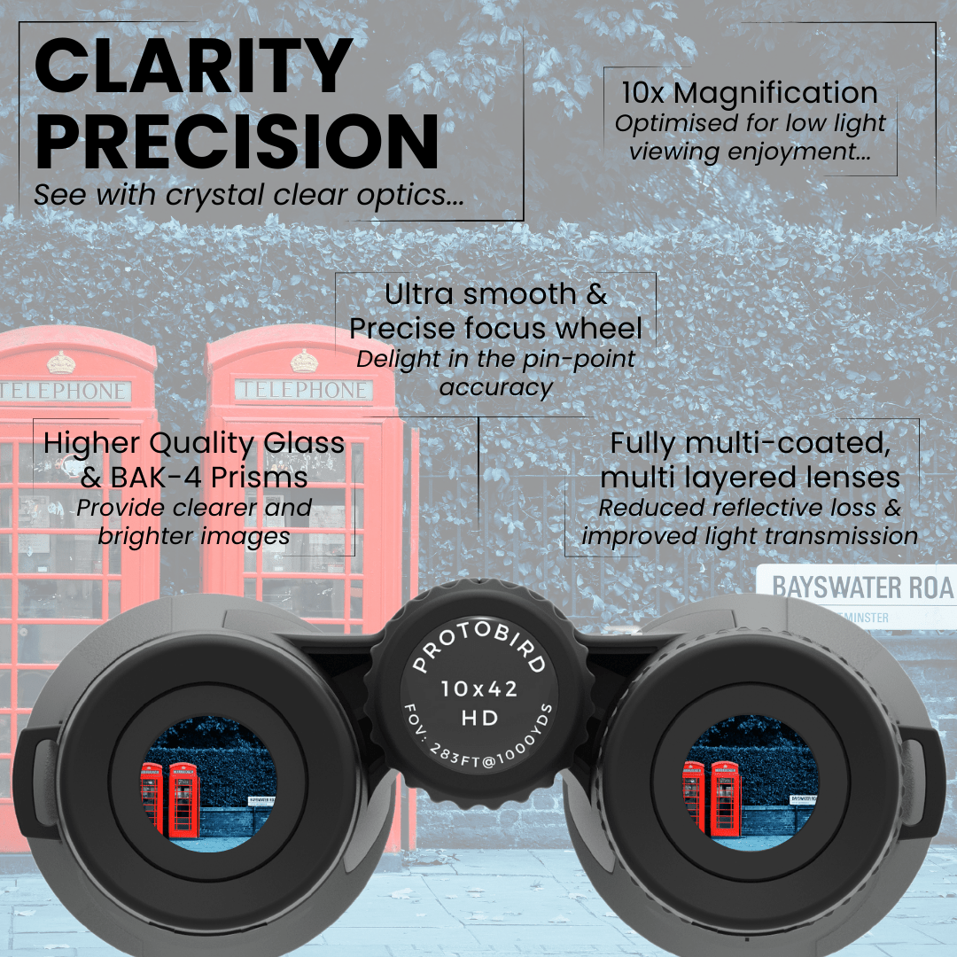 PROTOBIRD 10x42 HD Binoculars in Urban Grey