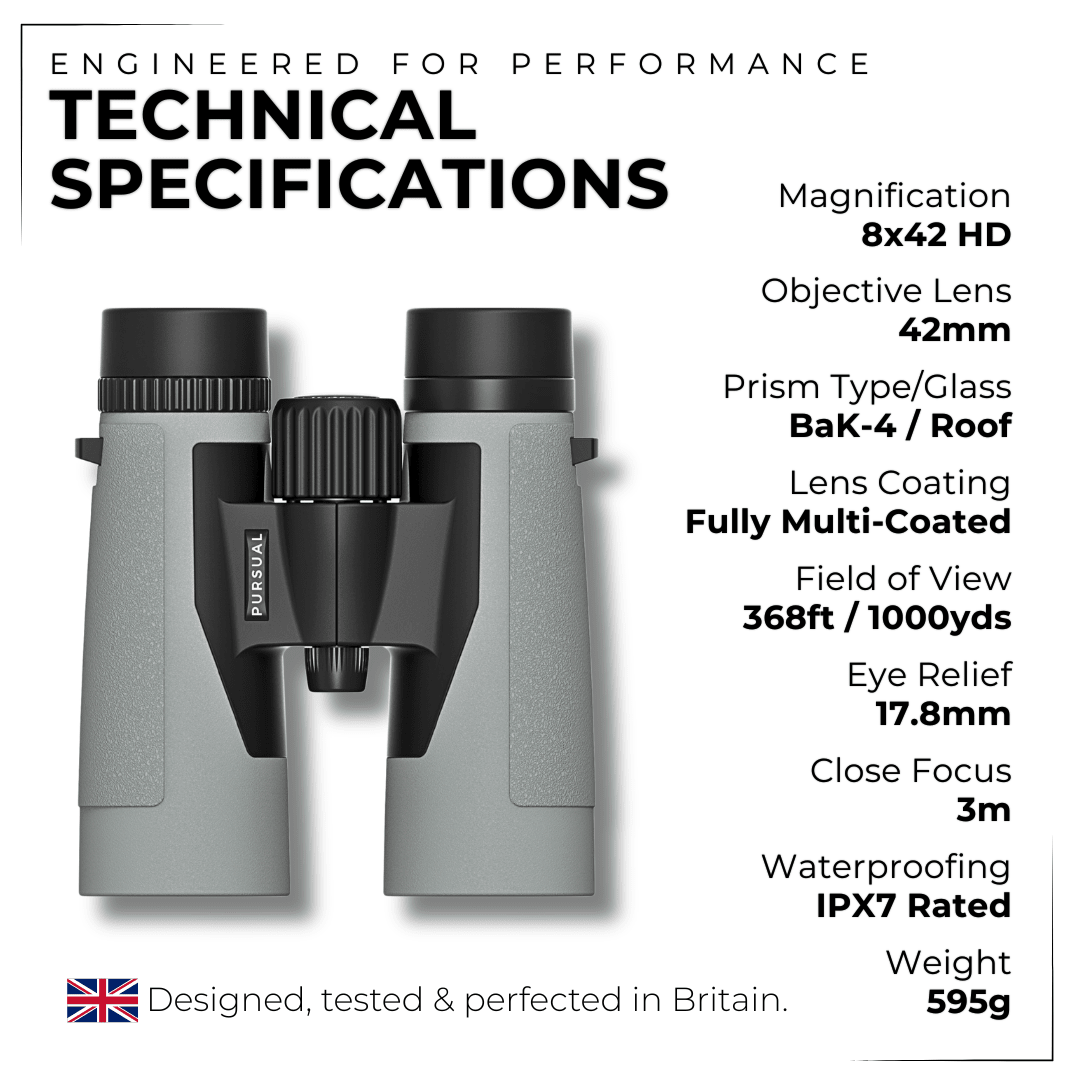 PROTOBIRD 8x42 HD Binoculars in Urban Grey - Pursual