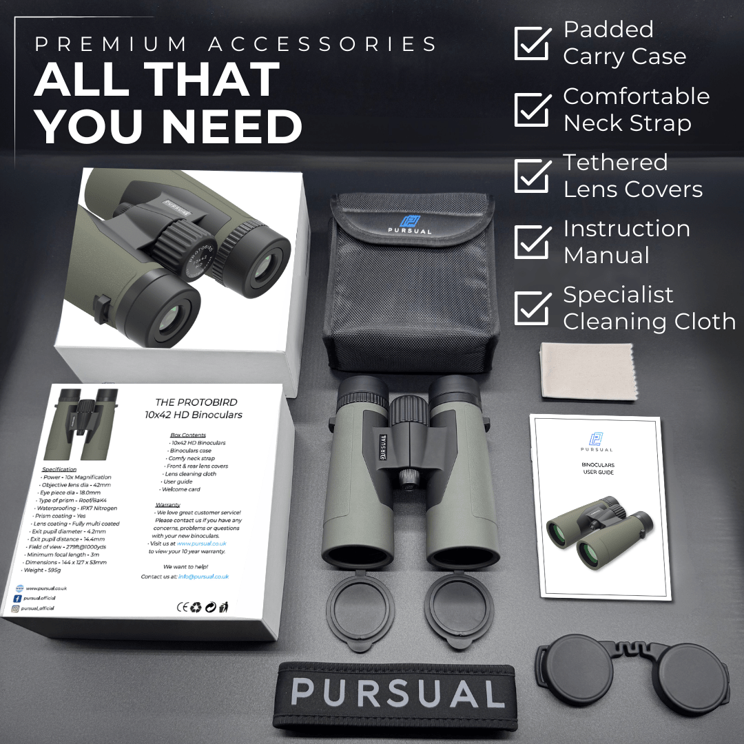 PROTOBIRD 10x42 HD Binoculars in Woodland Khaki - Pursual