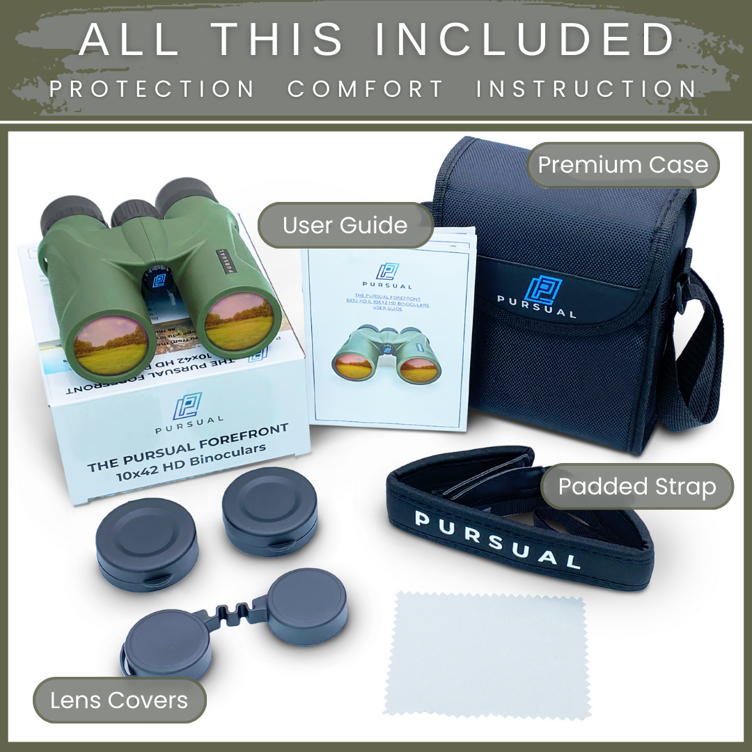 FOREFRONT 10x42 HD Binoculars in Forest Green