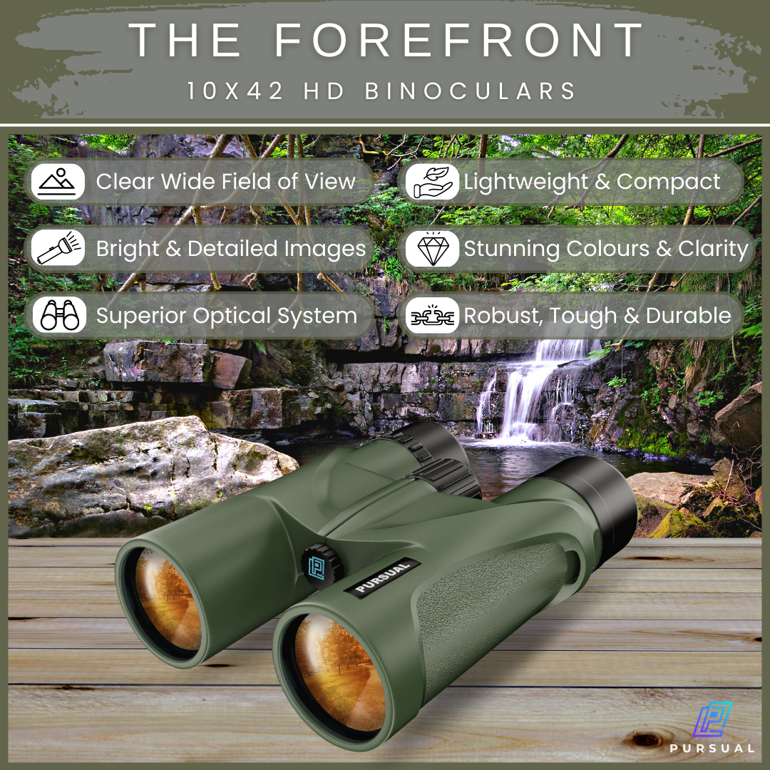 FOREFRONT 10x42 HD Binoculars in Forest Green