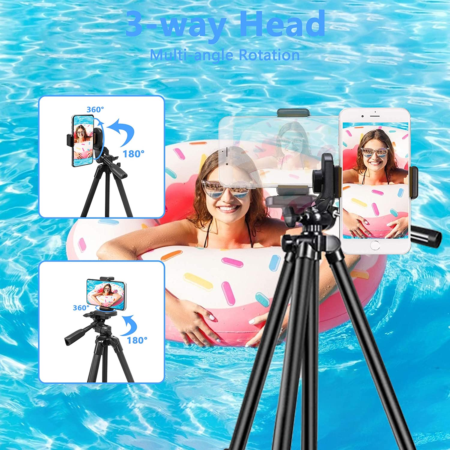 Adjustable Tripod Stand with Phone Holder & Bluetooth Remote