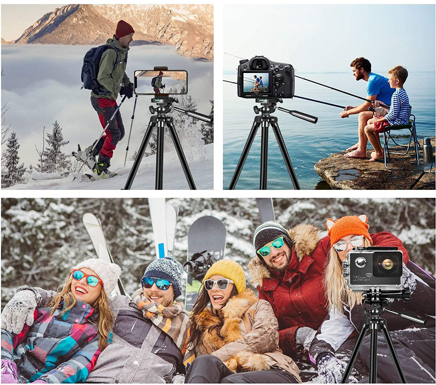 Adjustable Tripod Stand with Phone Holder & Bluetooth Remote