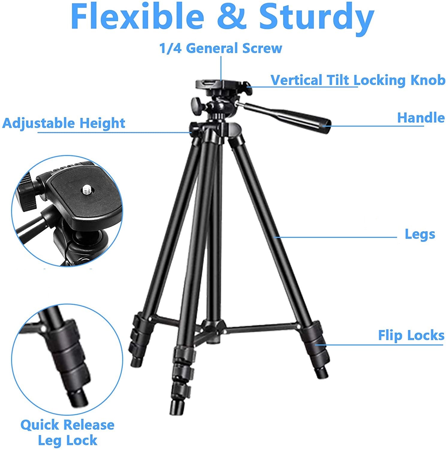 Adjustable Tripod Stand with Phone Holder & Bluetooth Remote