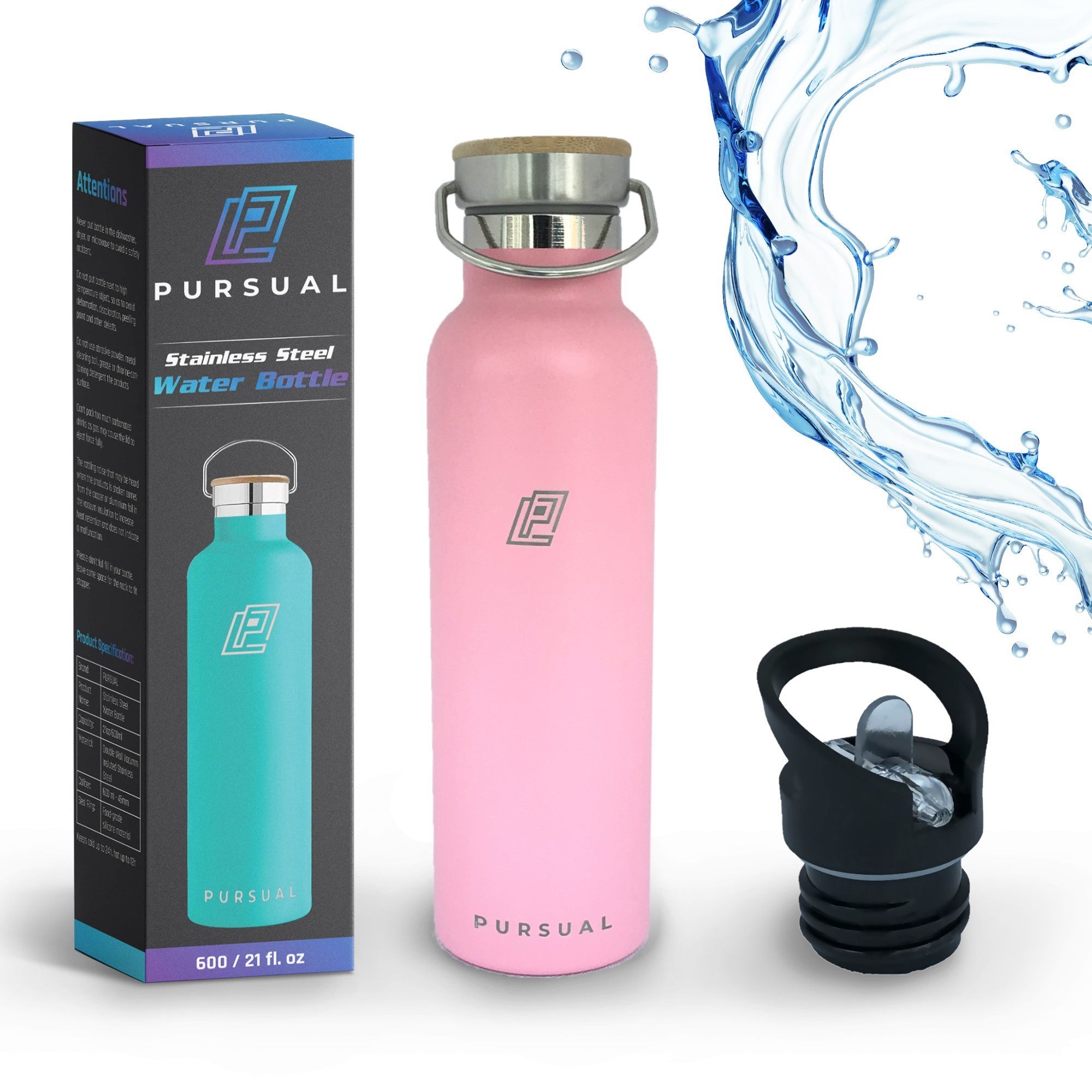Stainless Steel Insulated Water Bottle for Hot & Cold Liquids - Pursual
