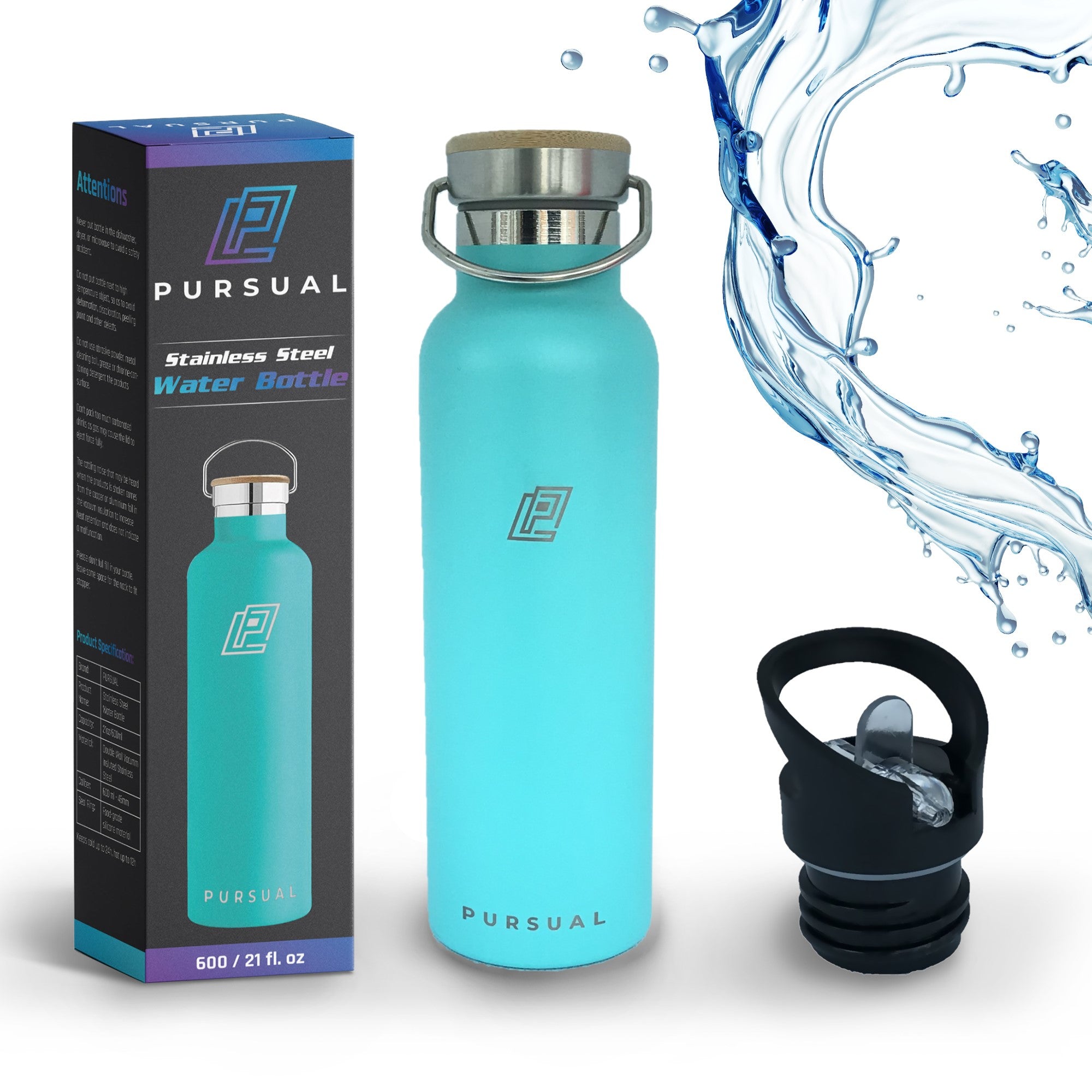 Stainless Steel Insulated Water Bottle for Hot & Cold Liquids - Pursual