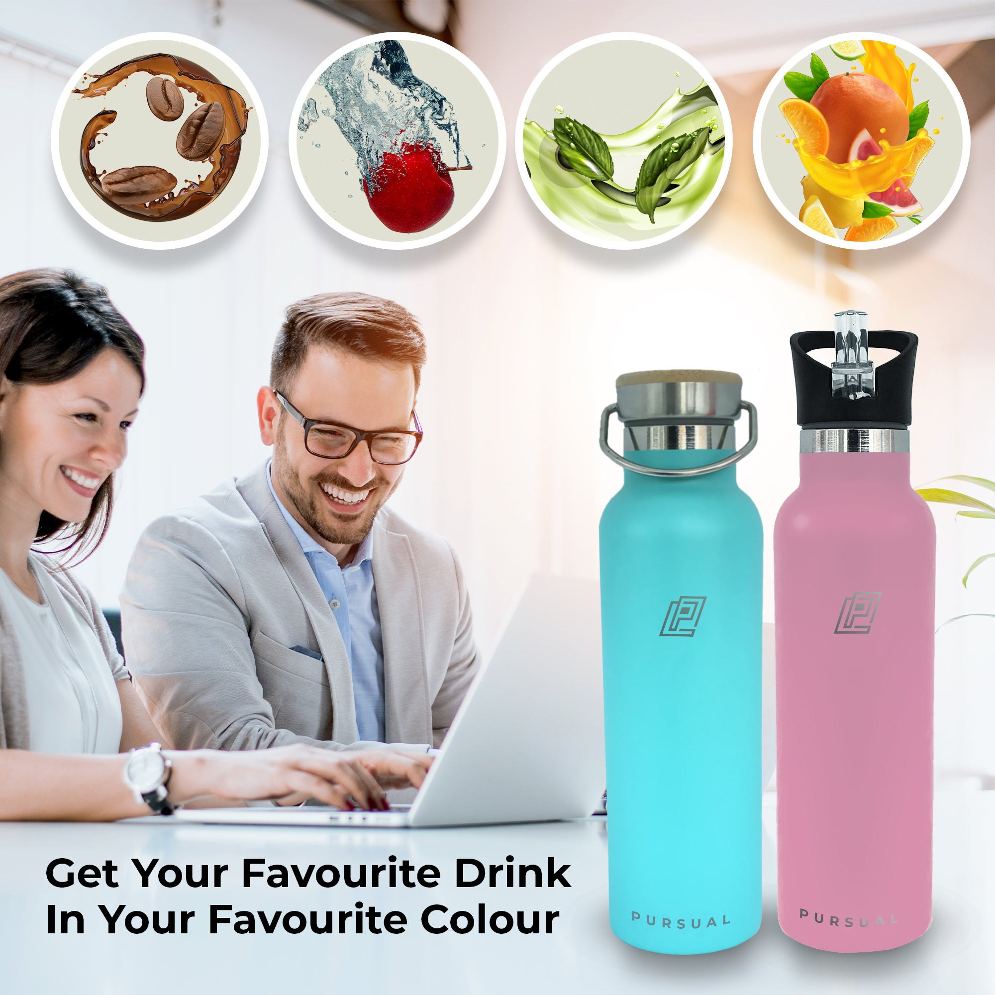 Stainless Steel Insulated Water Bottle for Hot & Cold Liquids - Pursual