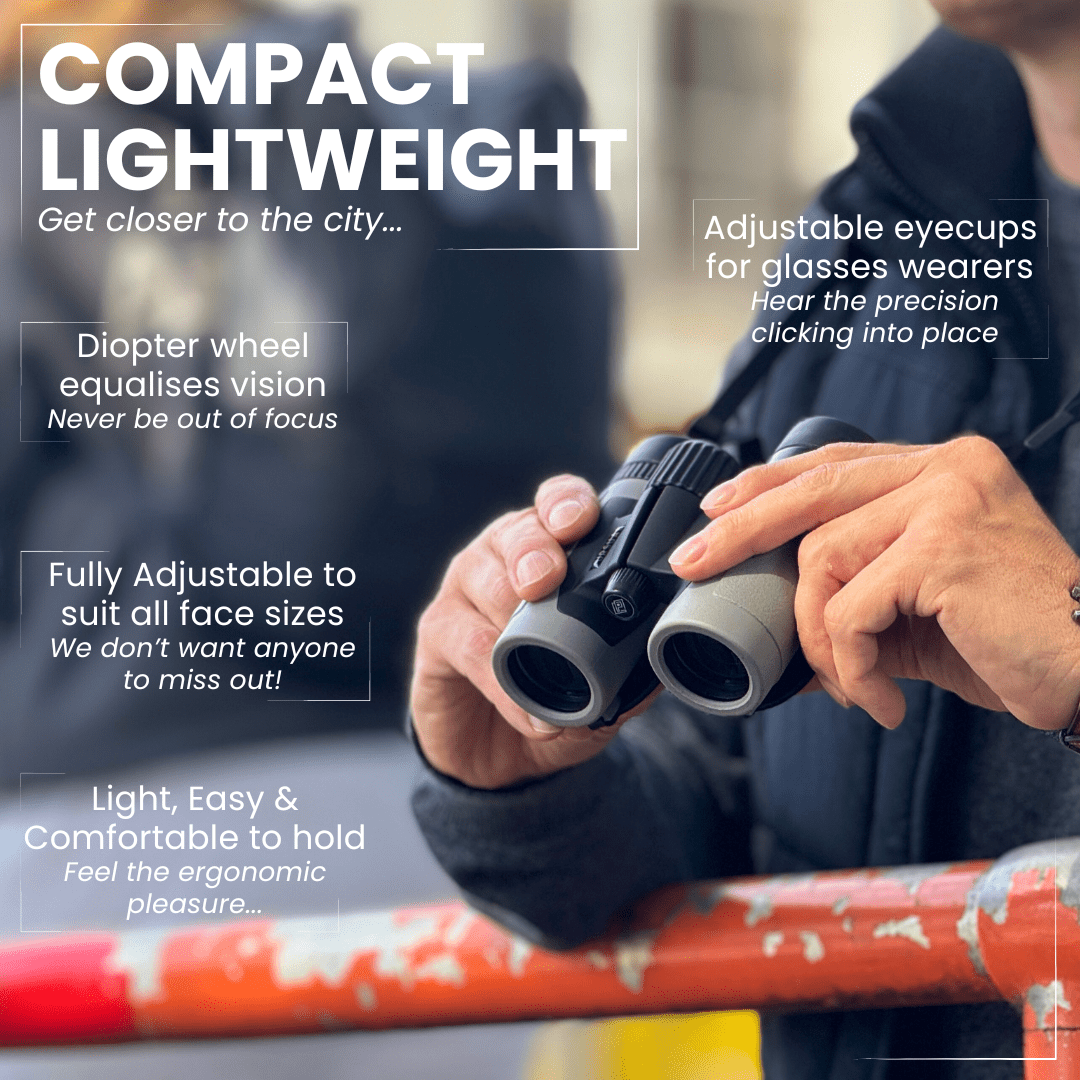 PROTOBIRD 8x32 HD Binoculars in Urban Grey - Pursual