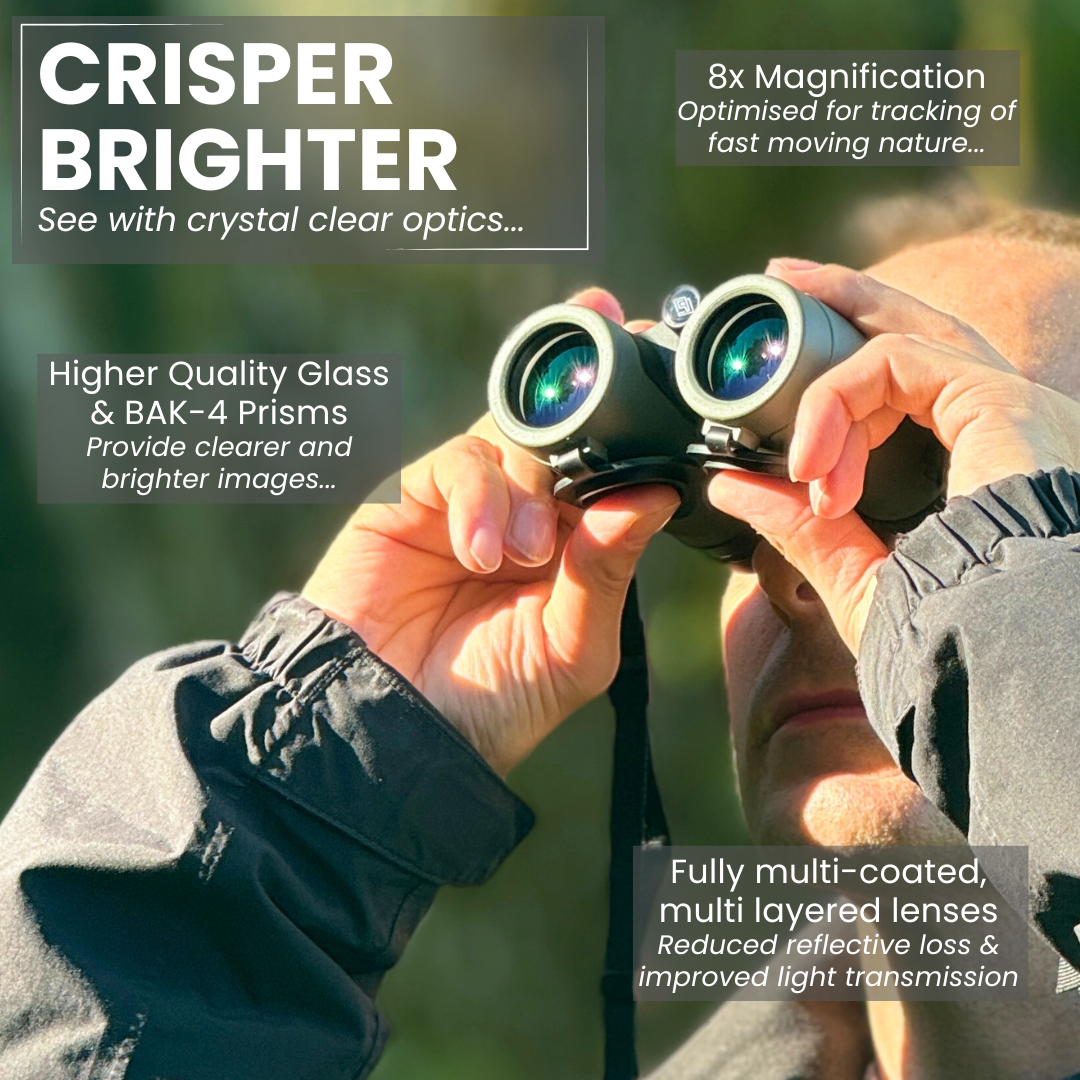 PROTOBIRD 8x32 HD Binoculars in Woodland Khaki