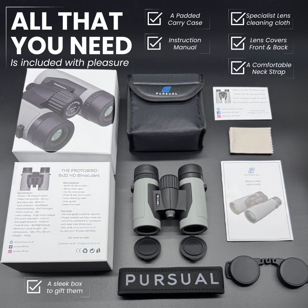 PROTOBIRD 8x32 HD Binoculars in Urban Grey
