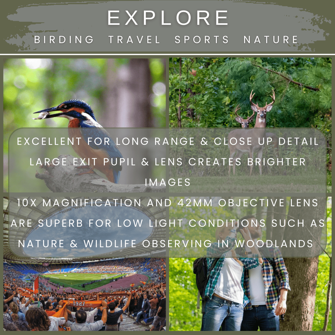 FOREFRONT 10x42 HD Binoculars in Forest Green - Pursual