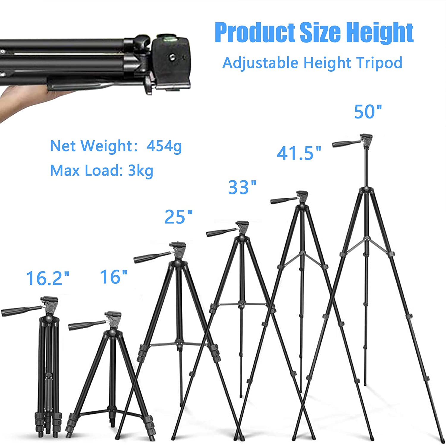 Adjustable Tripod Stand with Phone Holder & Bluetooth Remote