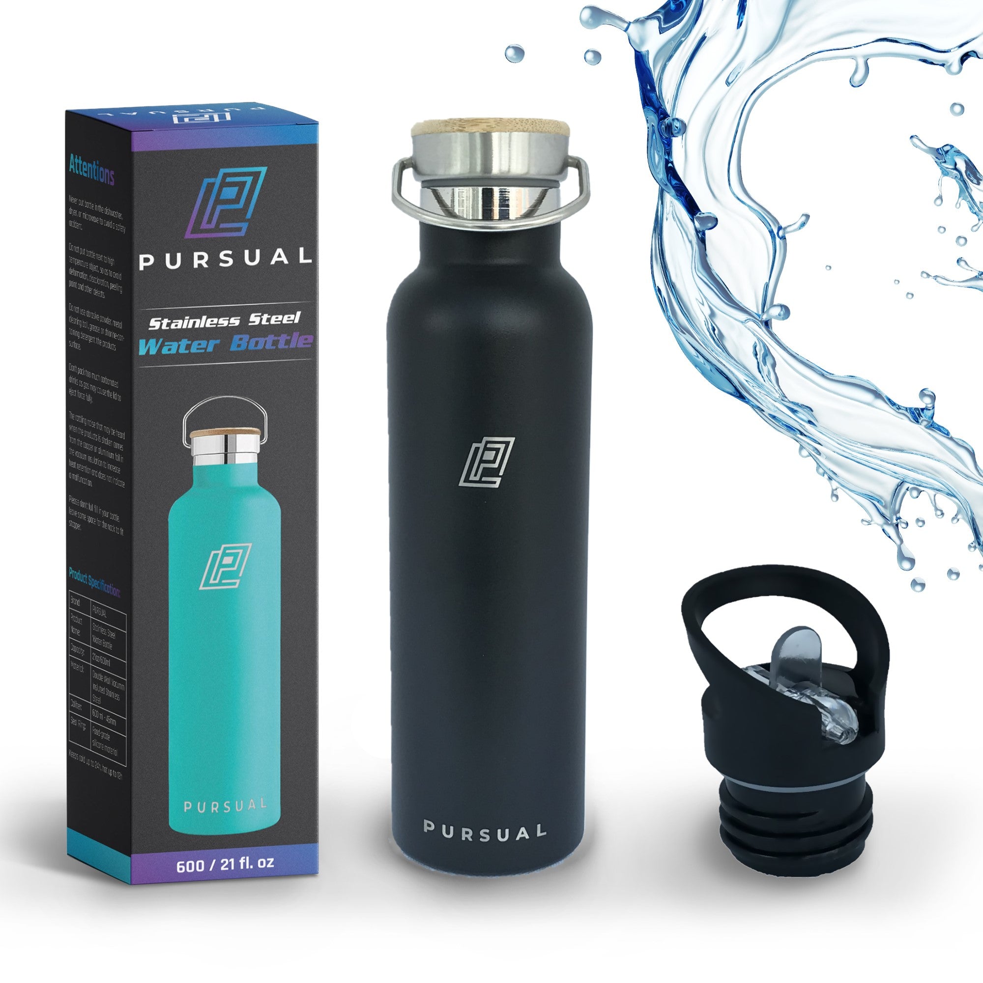 Stainless Steel Insulated Water Bottle for Hot & Cold Liquids - Pursual