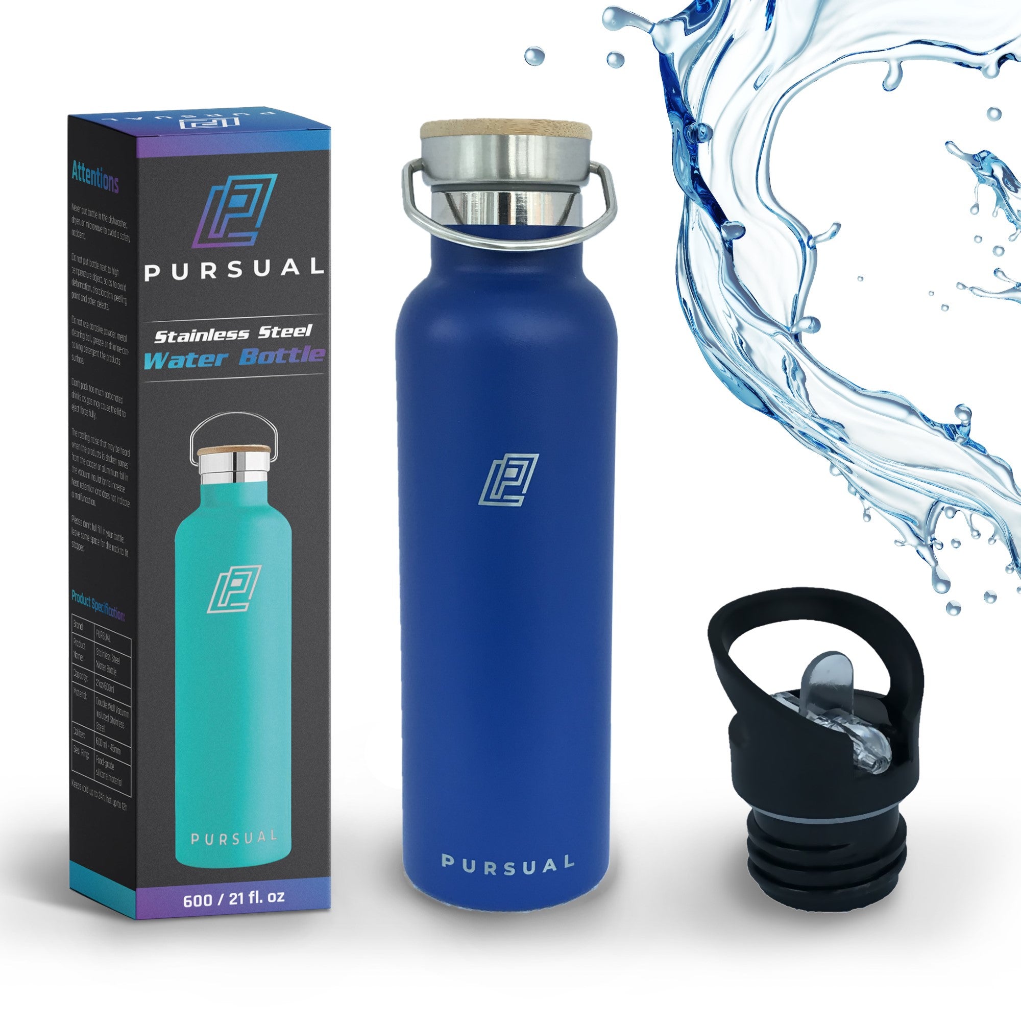 Stainless Steel Insulated Water Bottle for Hot & Cold Liquids - Pursual