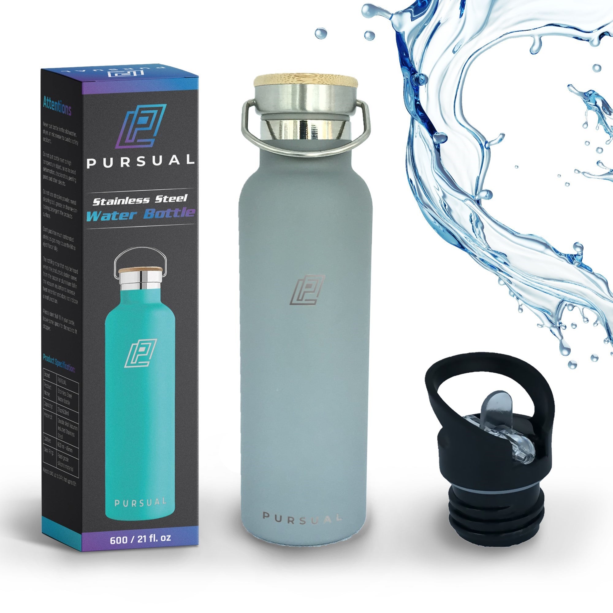 Stainless Steel Insulated Water Bottle for Hot & Cold Liquids - Pursual