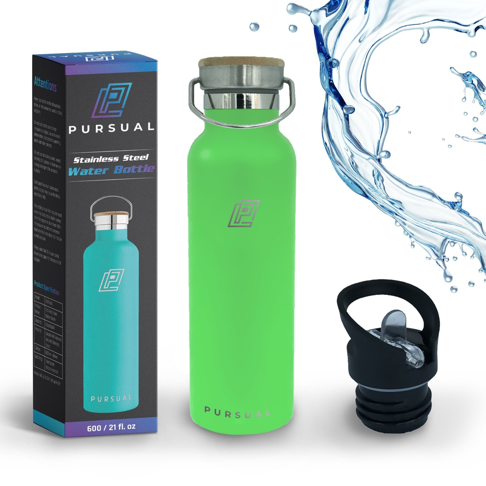 Stainless Steel Insulated Water Bottle for Hot & Cold Liquids - Pursual