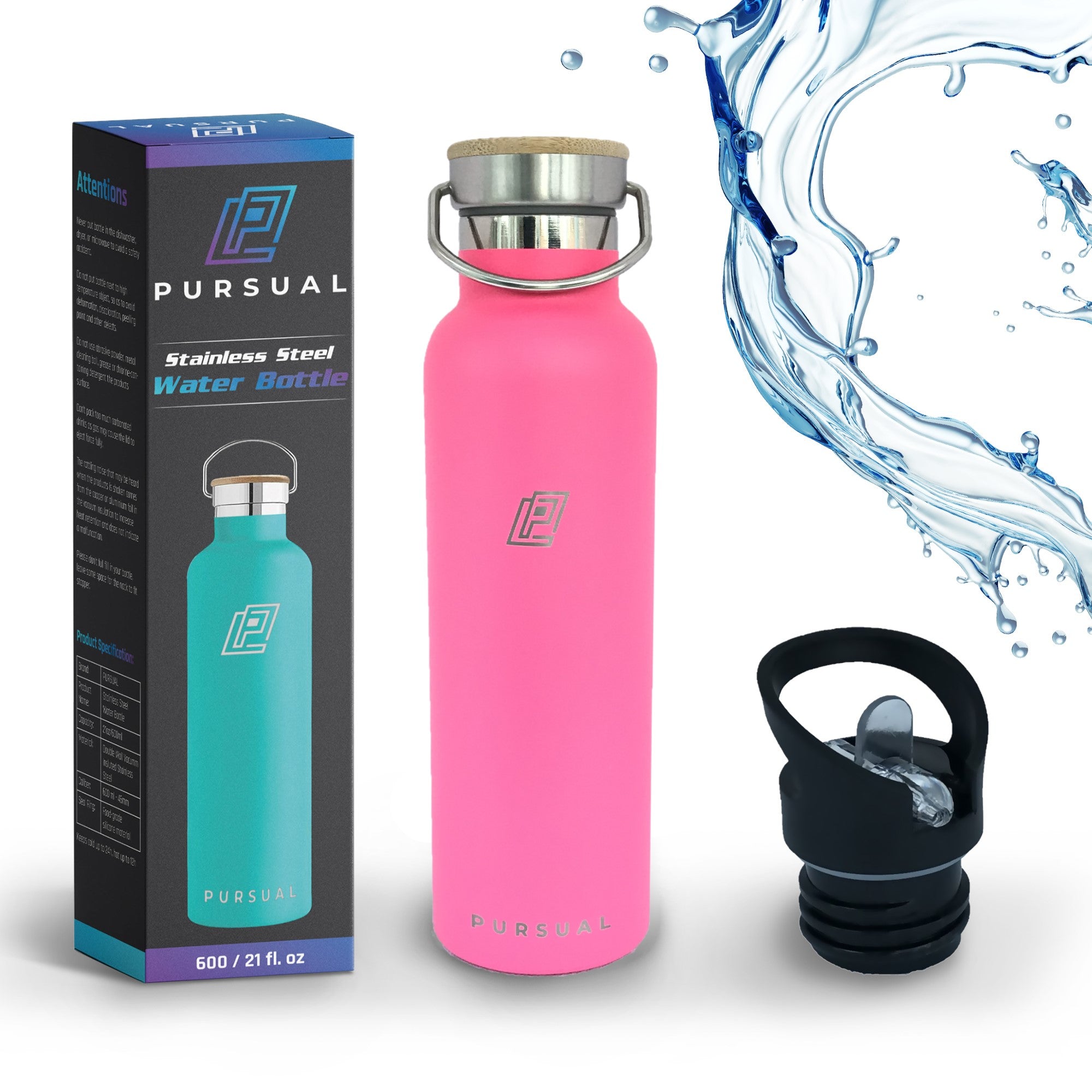 Stainless Steel Insulated Water Bottle for Hot & Cold Liquids - Pursual