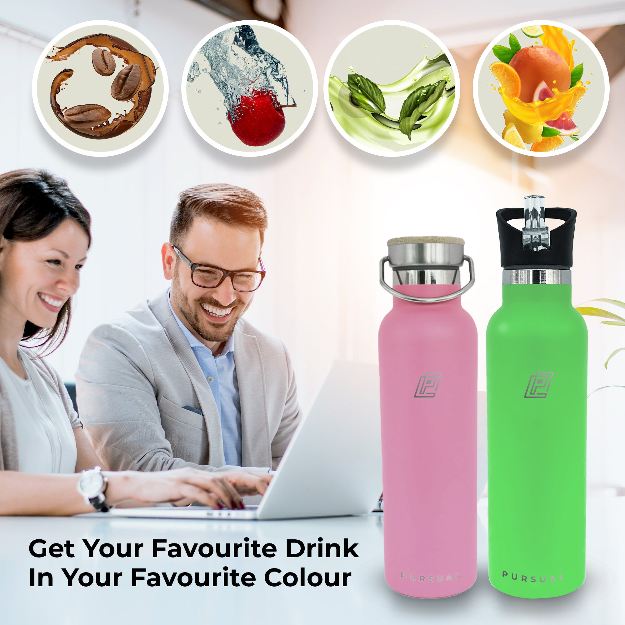Stainless Steel Insulated Water Bottle for Hot & Cold Liquids - Pursual