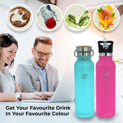 Pursual insulated stainless steel water bottles in pink and turquoise